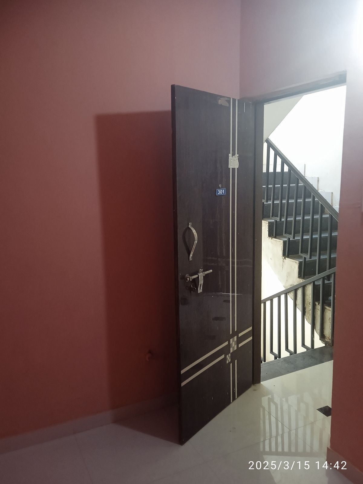 Main entrance door of the PG accommodation